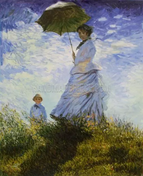 Madame Monet and Her Son Woman with a Parasol 39 3/8 X 31 7/8 In. Claude Monet High Quality Hand-painted Oil Painting Reproduction