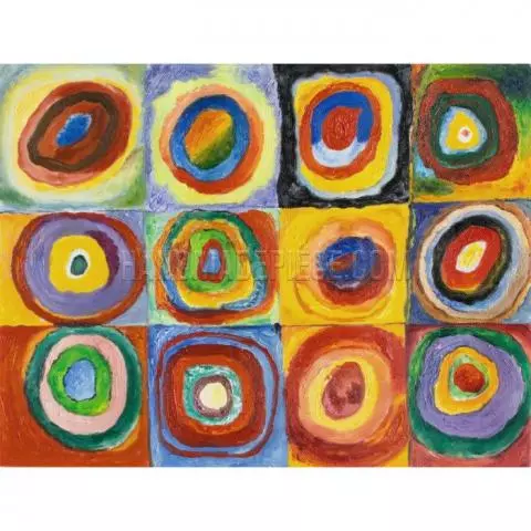 exegese Classificatie focus Color Study, Squares with Concentric Rings 1913 by Wassily Kandinsky  Reproduction | Painting Replicas on Canvas