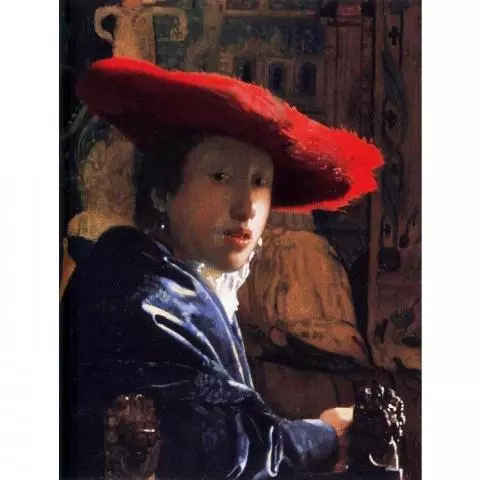 Vermeer Girl with a red hat Wood Framed Canvas Print Repro 11x14 