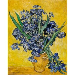 Oil painting Vincent Van Gogh Irises still life purple flowers hand painted