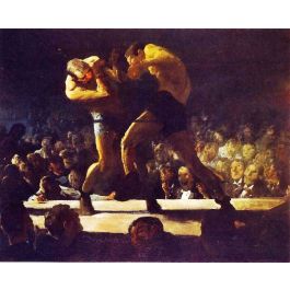 Black and Gold Finish Corinthian Frame overstockArt Stag Night at Sharkeys Framed Oil Reproduction of an Original Painting by George Wesley Bellows