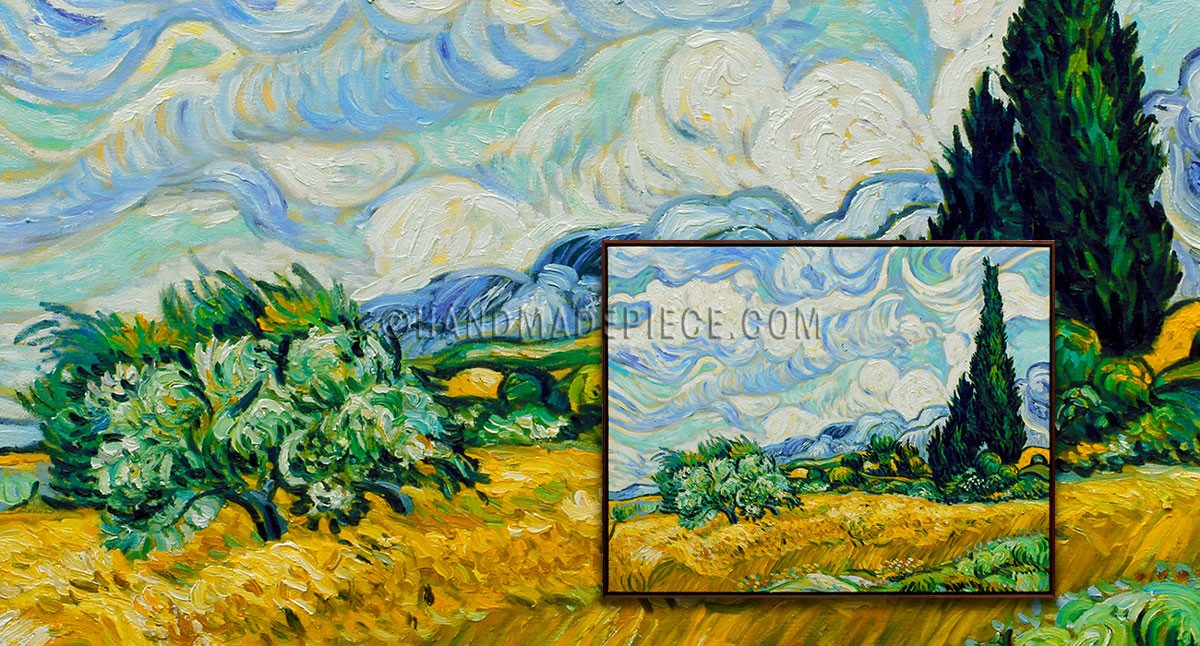 Wheat Field with Cypresses at the Haude Galline near Eygalieres by Vincent-van-Gogh