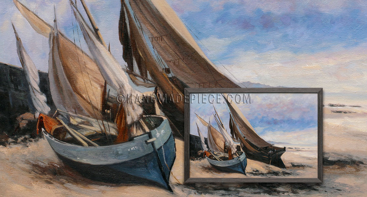 Fishing Boats on the Deauville Beach by Gustave Courbet