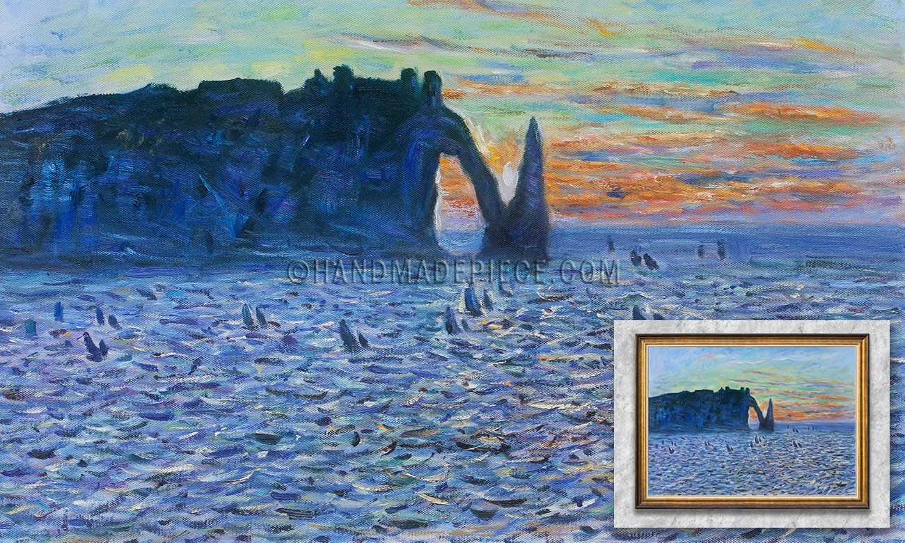 Etretat, the Needle Rock and the Porte d'Aval, Sunset