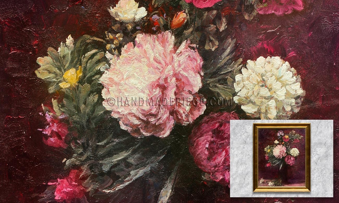 Flowers, Large Bouquet with Three Peonies