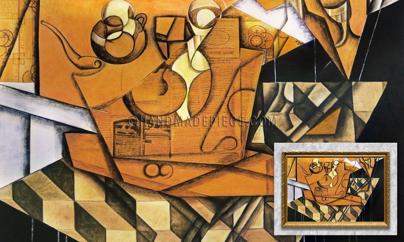 Glasses, Teacup, Bottle and Pipe on a Table