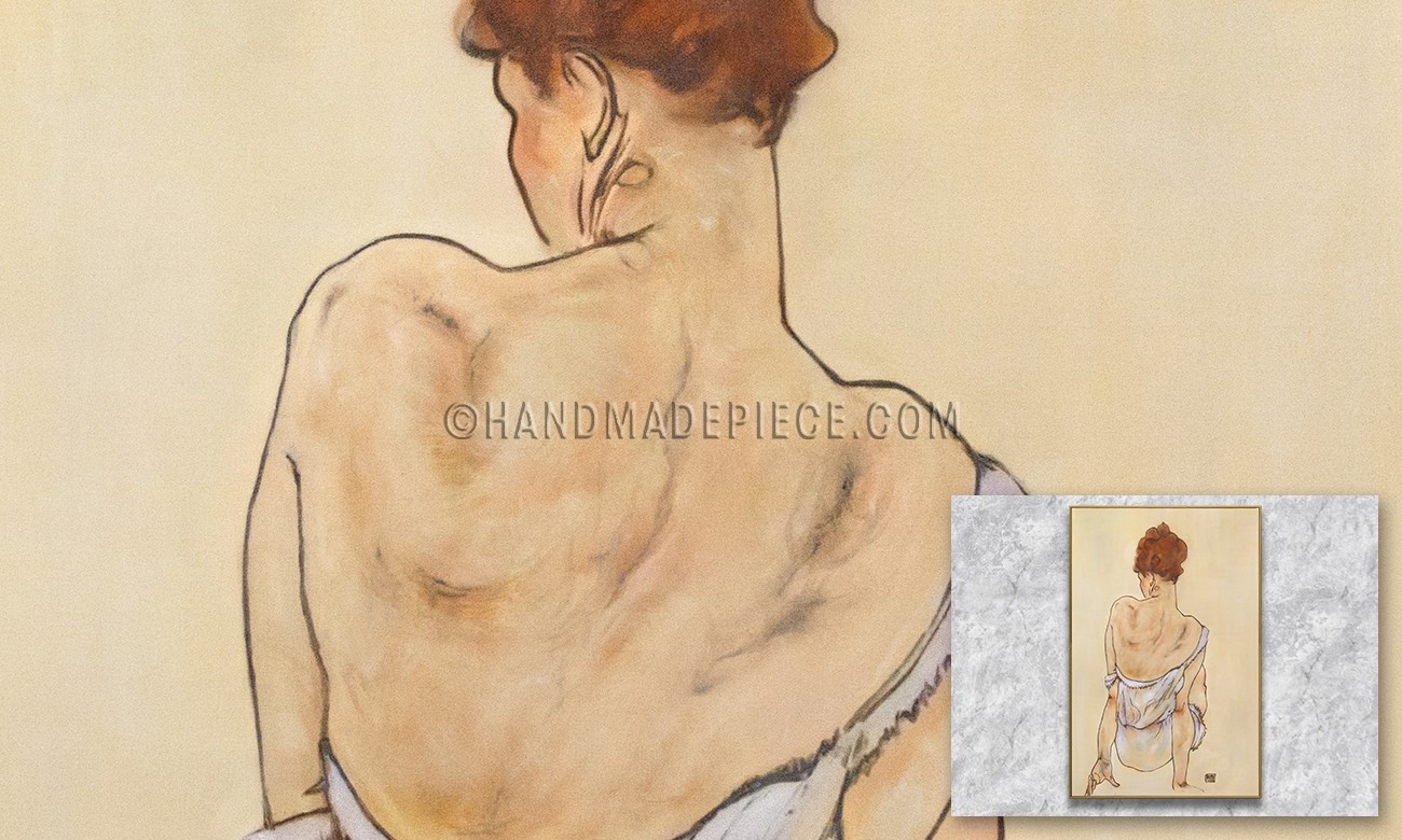 Seated Woman in Underwear, Rear View, 1917